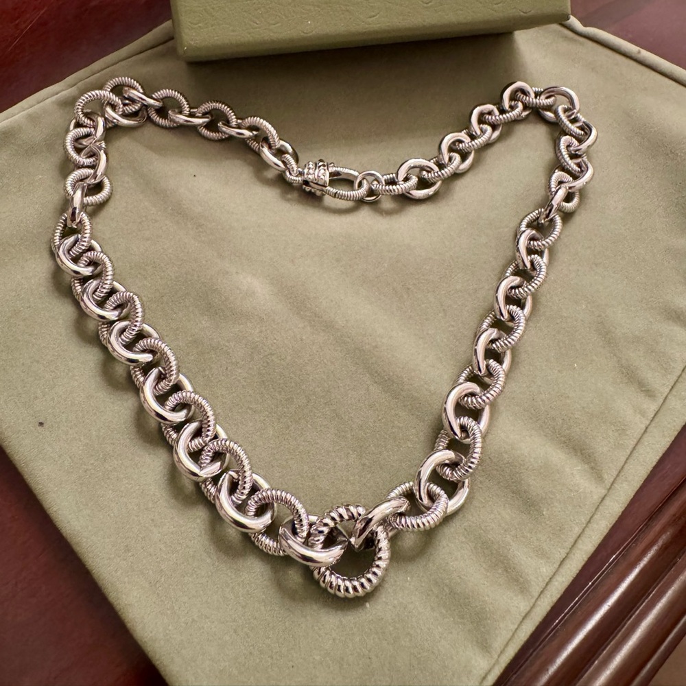 Judith Ripka Classic 100g 925 Silver Chunky Heavy Link Necklace  18” - Picture 6 of 12